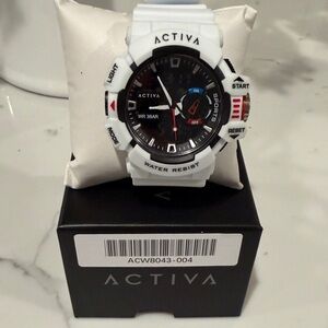 BRAND NEW IN BOX
ACTIVA White Sport Watch with Black Dial